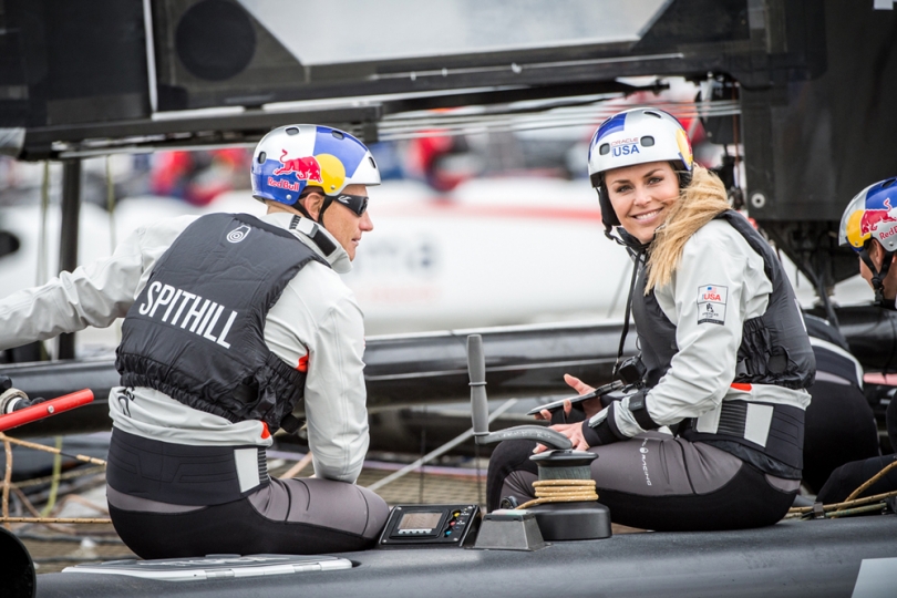 Lindsey Vonn onboard ORACLE Team USA during the final training session of Louis Vuitton America's Cup World Series New York