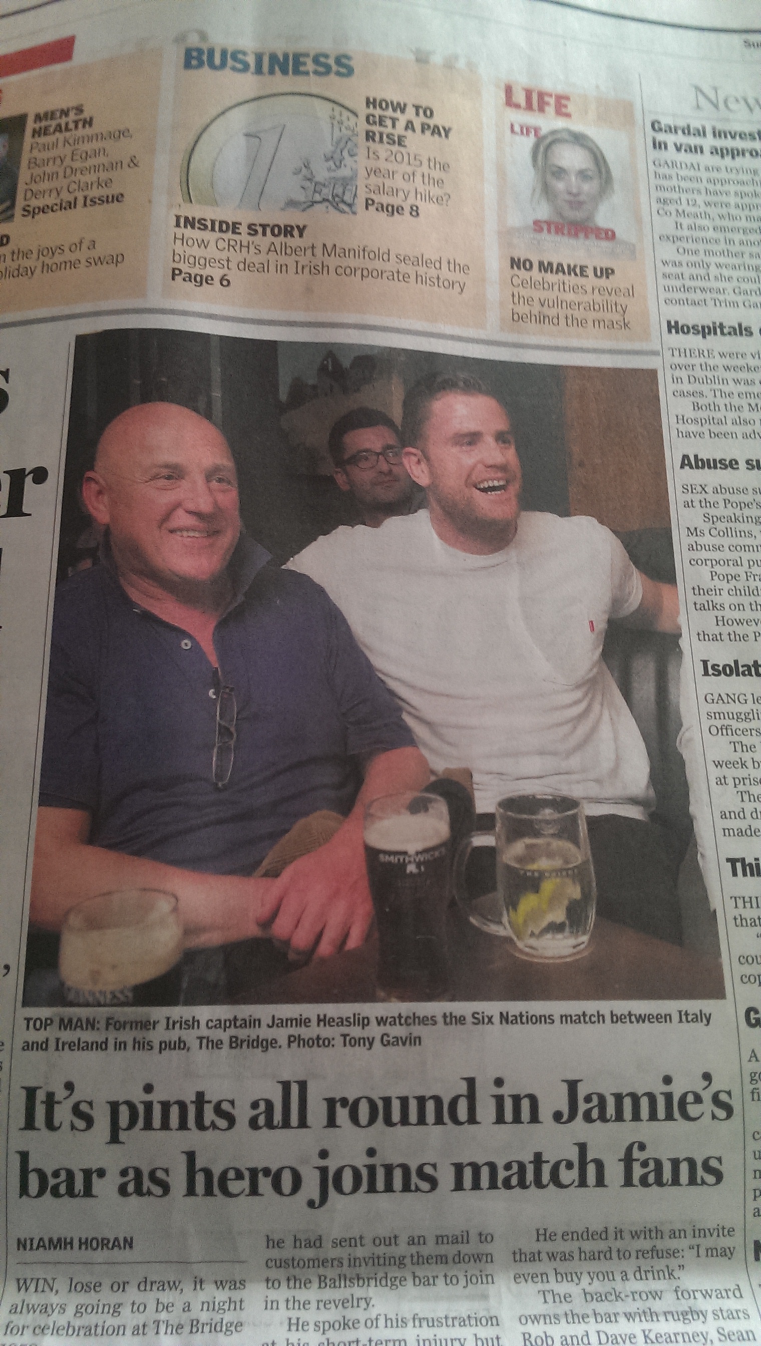 Richard and Jamie Heaslip in the paper, 8th February, 2015. Source: Irish Independent